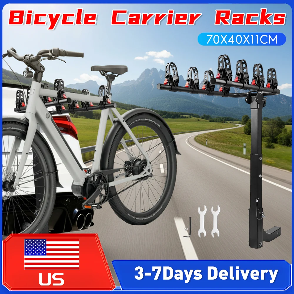 4-Bike Hitch Mount Bike Rack Foldable Anti-Rattle Stability 2-Inch Receiver Bicycle Carrier for Cars Trucks SUV RV Vehicles New
