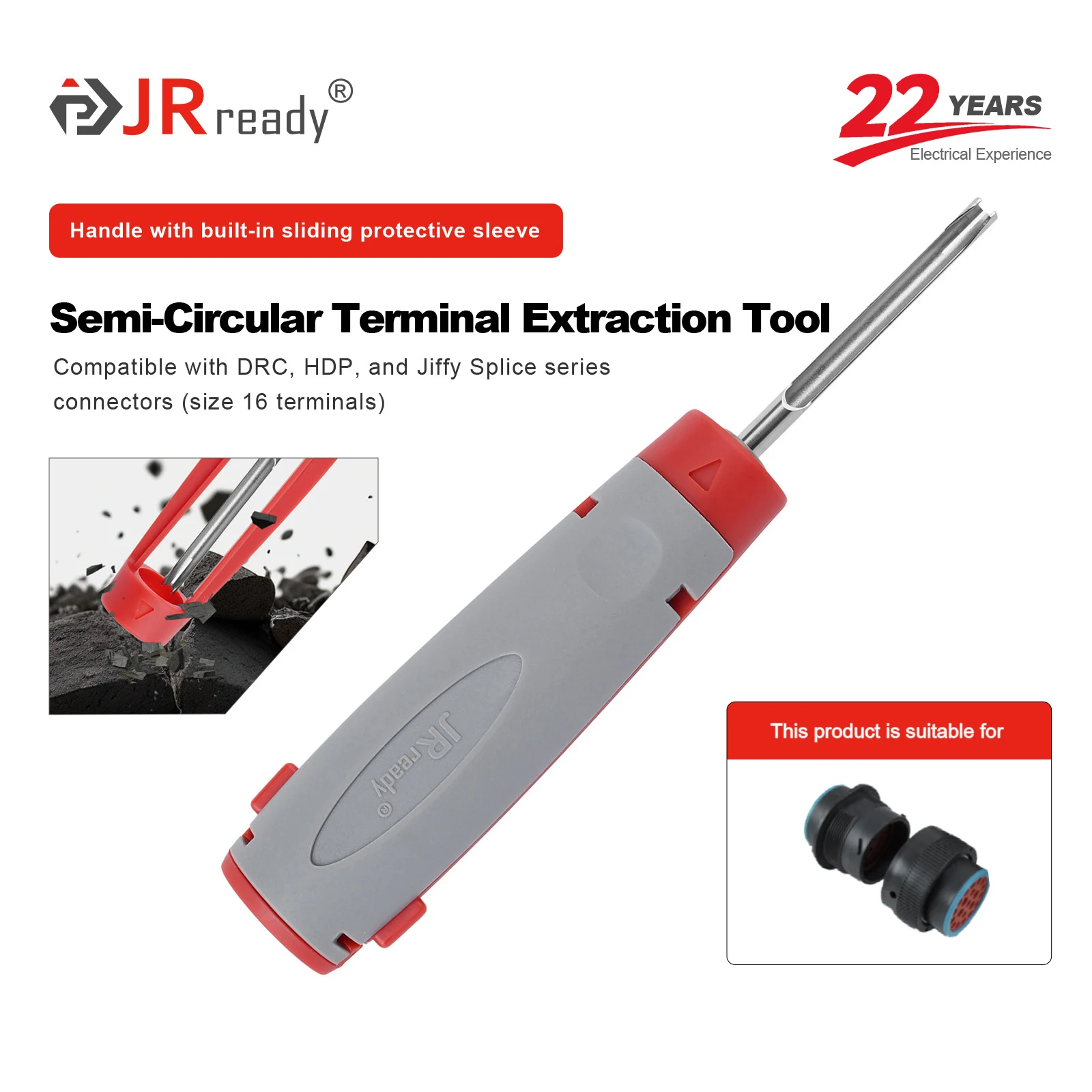 JRready JRconDRK-16DT-PRO Pin Type Pin Extraction Tool Applicable to DT, DRC, HDP, Jiffy Splice series 16# terminals.
JRready JRconDRK-16DT-PRO Pin Type Pin Extraction Tool Applicable to DT, DRC, HDP, Jiffy Splice series 16# terminals.