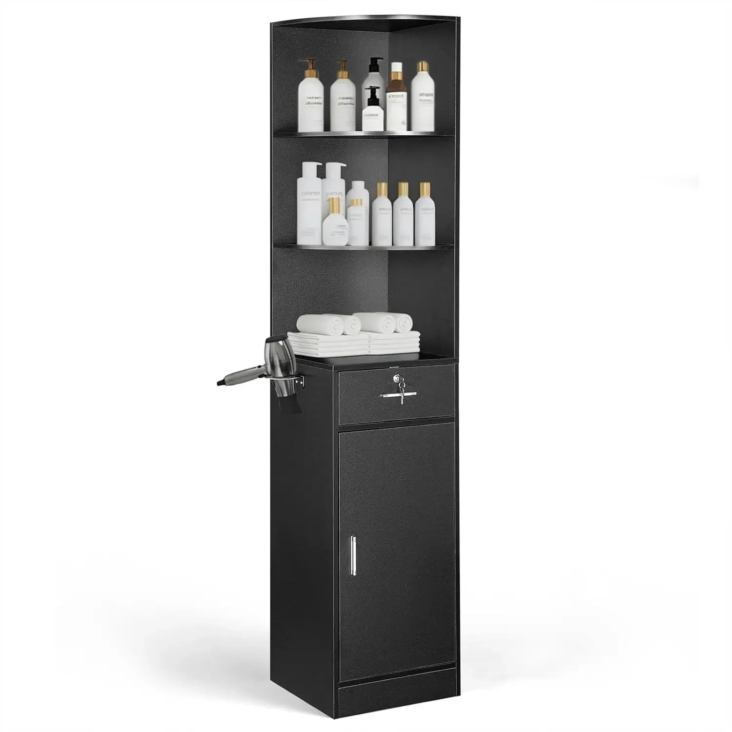 Salon Corner Storage Cabinet, Wall Mount Salon Station with Lockable Drawer, Bottom Cabinet, Open Shelves, Hair, Customized
Salon Corner Storage Cabinet, Wall Mount Salon Station with Lockable Drawer, Bottom Cabinet, Open Shelves, Hair, Customized