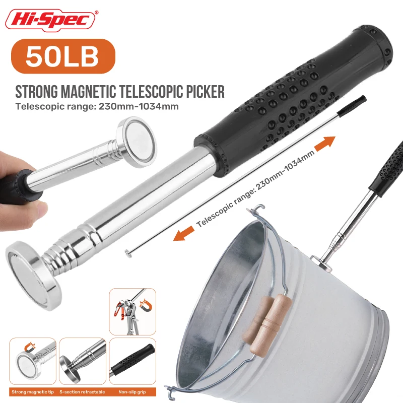 Hi-Spec 50LB Strong Magnetic Telescopic Picker for Hard To Reach Retractable Stainless Steel Pen Pickup Stick Magnet Pickup Tool
Hi-Spec 50LB Strong Magnetic Telescopic Picker for Hard To Reach Retractable Stainless Steel Pen Pickup Stick Magnet Pickup Tool