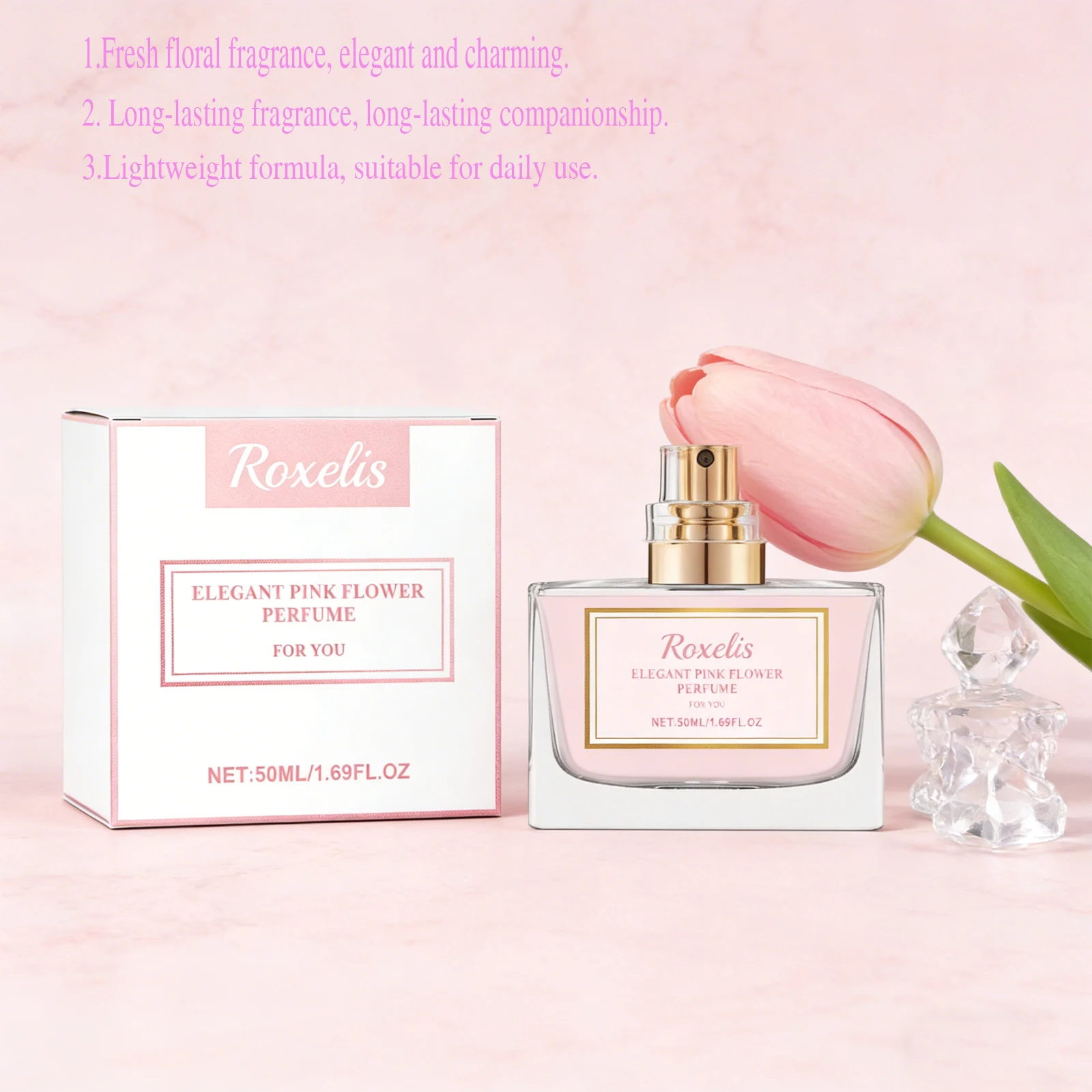 Roxelis 50ml Women Perfume Pink Floral Fragrance Long Lasting Scent Gentle Romantic Aroma Perfect Gift for Daily Wear Dating
Roxelis 50ml Women Perfume Pink Floral Fragrance Long Lasting Scent Gentle Romantic Aroma Perfect Gift for Daily Wear Dating