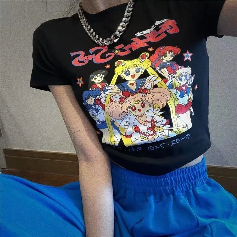 Sailor Moon Summer Printed Crop Tops for Women Slim Fit Figure Flattering All Match Short Sleeve T Shirts Casual Fashion Daily
Sailor Moon Summer Printed Crop Tops for Women Slim Fit Figure Flattering All Match Short Sleeve T Shirts Casual Fashion Daily
