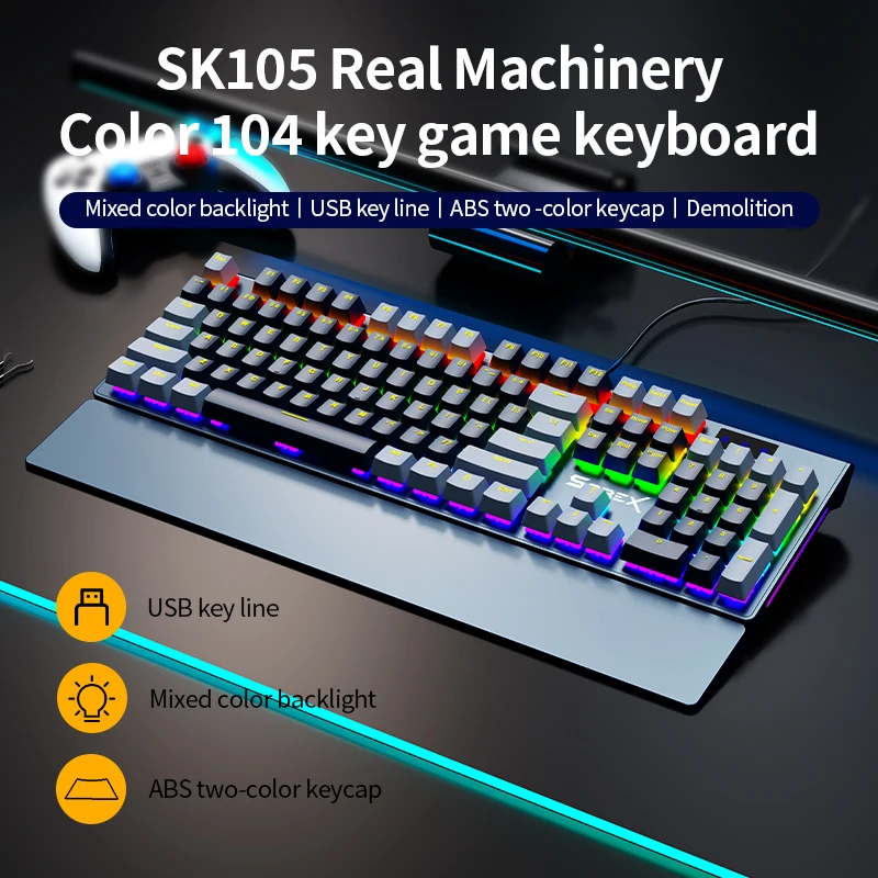 SOREX 104-клавишная механическая клавиатура с защитой от ореолов, проводная игровая клавиатура с линейным красным переключателем RGB
SOREX 104-клавишная механическая клавиатура с защитой от ореолов, проводная игровая клавиатура с линейным красным переключателем RGB