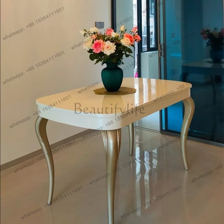 American light luxury dining table marble solid wood French cream furniture modern simplicity
American light luxury dining table marble solid wood French cream furniture modern simplicity