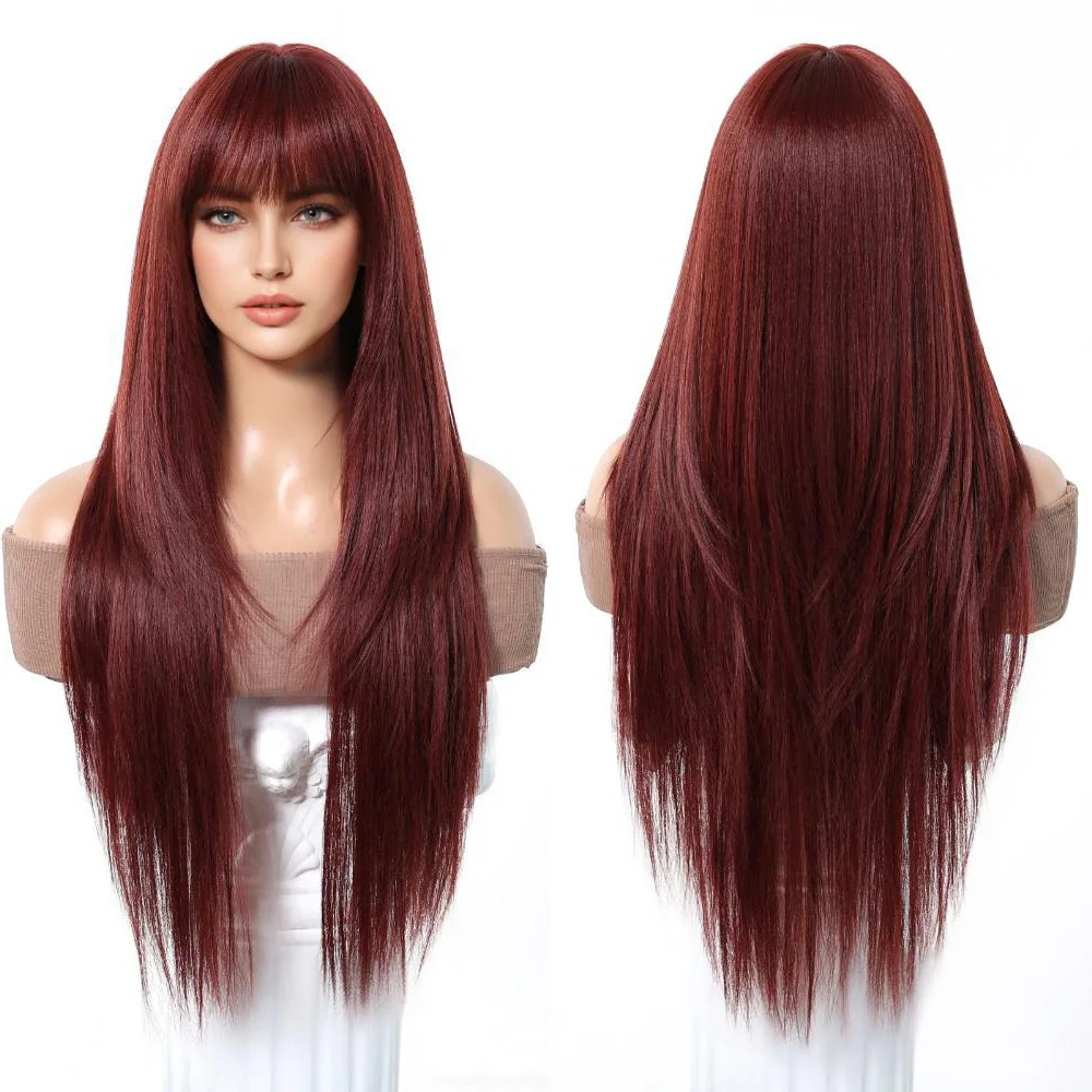 27-дюймовые черные прямые синтетические волосы высокой длины с челкой, термостойкий парик, подходящий для повседневных вечеринок в африканском стиле для женщин
27-дюймовые черные прямые синтетические волосы высокой длины с челкой, термостойкий парик, подходящий для повседневных вечеринок в африканском стиле для женщин