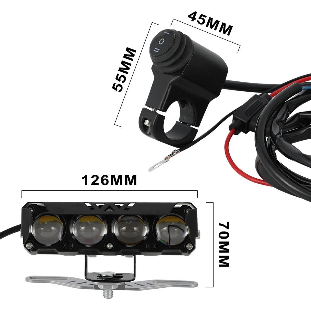 Black LED Spotlights 4 Eye for Motorcycle Off-Road Headlights 150x150x50mm ABS Material General Model Compatible
Black LED Spotlights 4 Eye for Motorcycle Off-Road Headlights 150x150x50mm ABS Material General Model Compatible