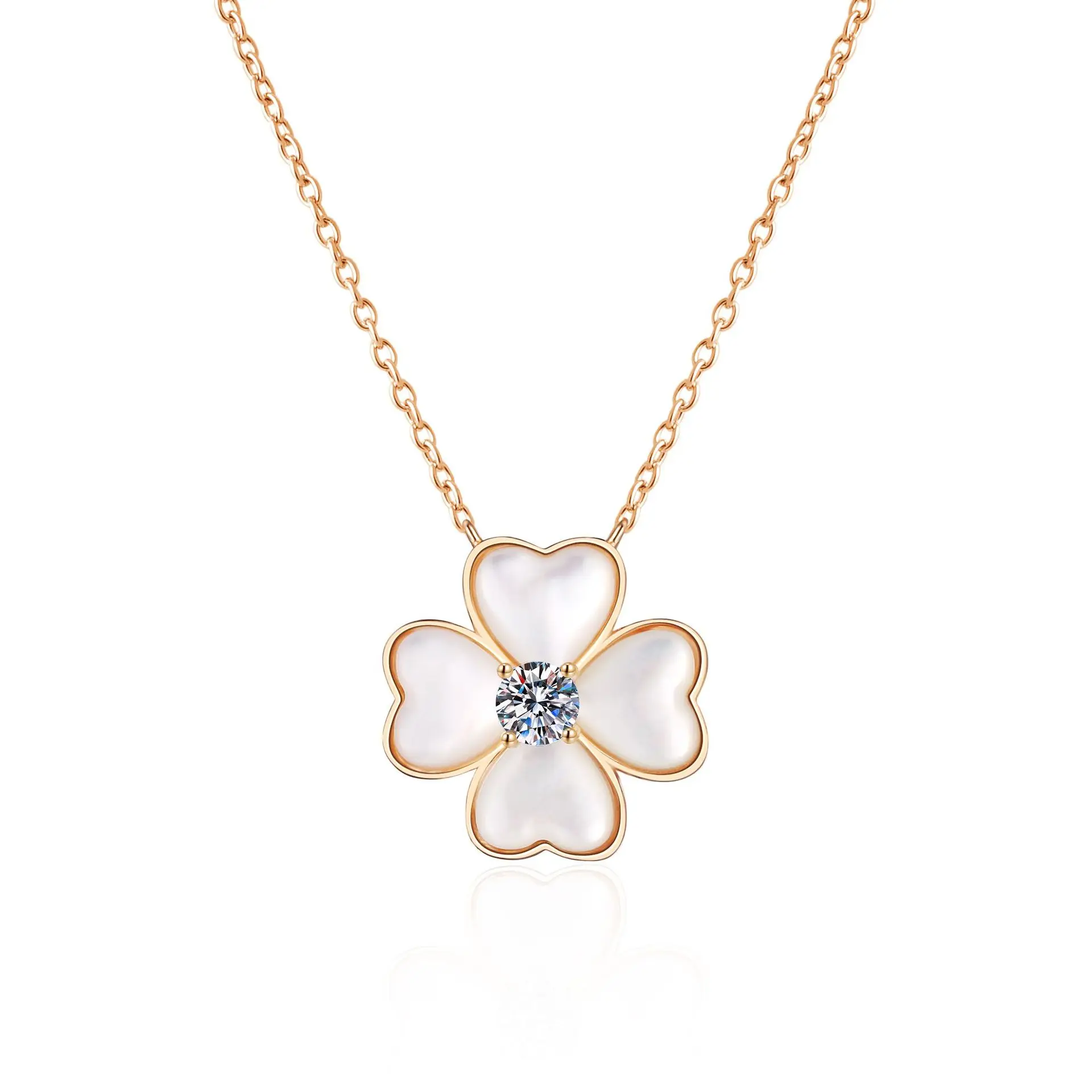 Women's S925 Sterling Silver Natural White Fritillaria Lucky Clover Moissanite Pendant Necklace Jewelry Gift
Women's S925 Sterling Silver Natural White Fritillaria Lucky Clover Moissanite Pendant Necklace Jewelry Gift