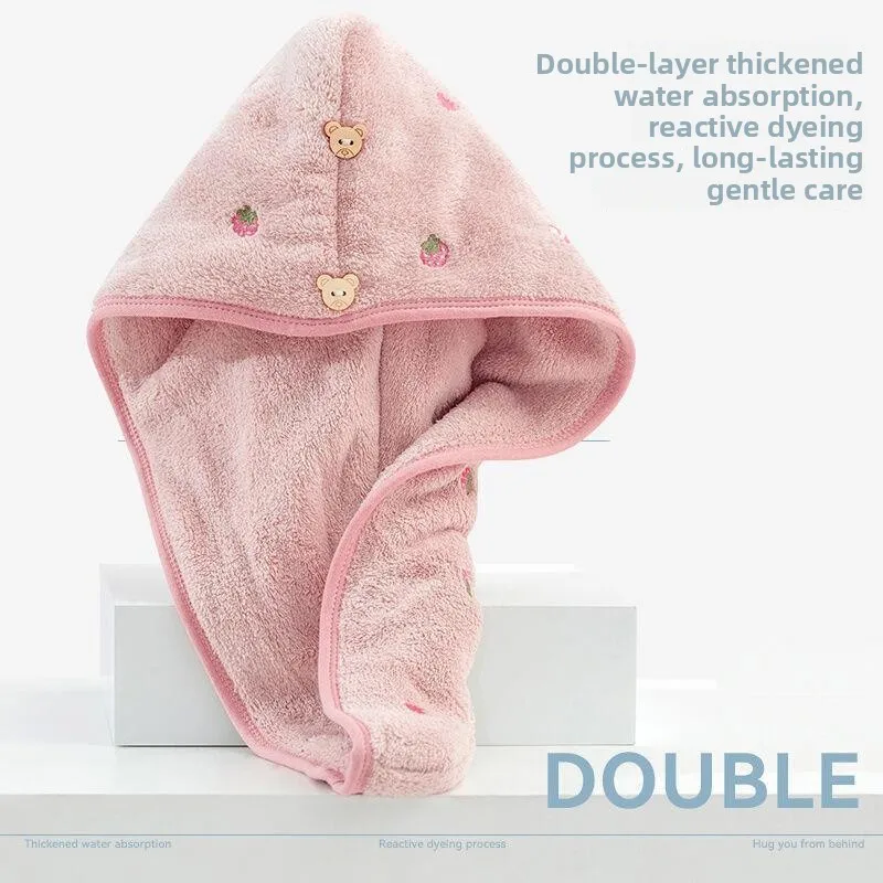 Thickened Strawberry Embroidery Hair Drying Cap Super Absorbent Quick Dry Hair Towel for Women Student Bathing Shampoo Cap
Thickened Strawberry Embroidery Hair Drying Cap Super Absorbent Quick Dry Hair Towel for Women Student Bathing Shampoo Cap
