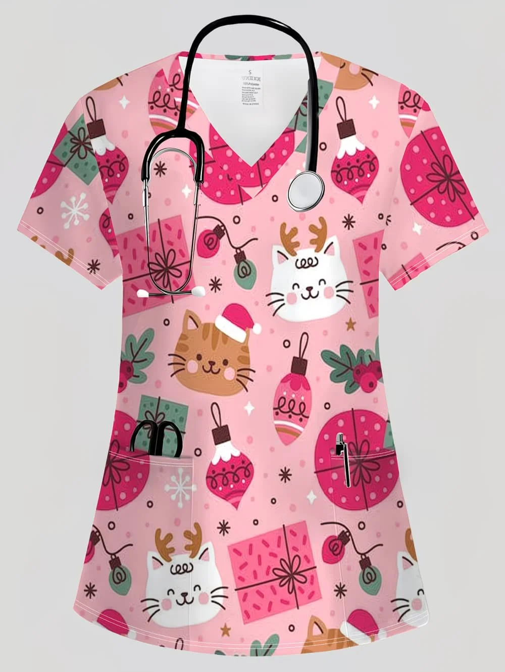 Surgical Uniform Woman Cute Cat Pattern Print V-Neck Short Sleeve Nurse Uniform Top Comfortable with Pockets Vet Medical Clothes
Surgical Uniform Woman Cute Cat Pattern Print V-Neck Short Sleeve Nurse Uniform Top Comfortable with Pockets Vet Medical Clothes