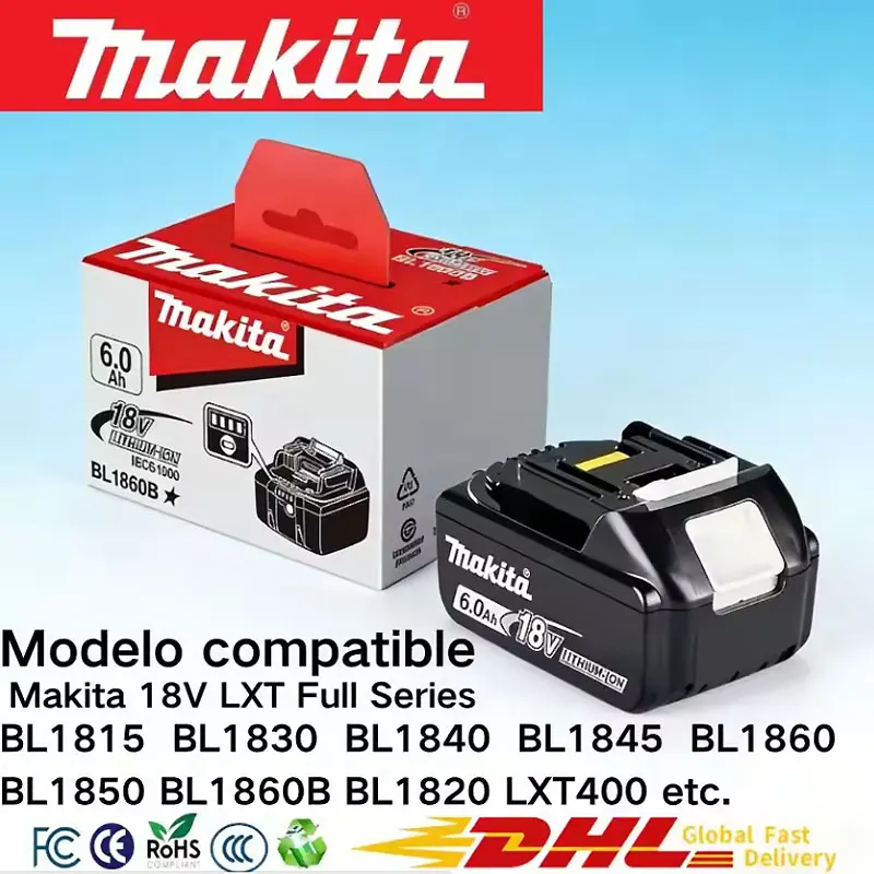 Genuine Makita 18V 6Ah LXT Lithium-Ion Battery BL1860B High Capacity for Impact Wrench Angle Grinder Garden Cordless Power Tools
Genuine Makita 18V 6Ah LXT Lithium-Ion Battery BL1860B High Capacity for Impact Wrench Angle Grinder Garden Cordless Power Tools