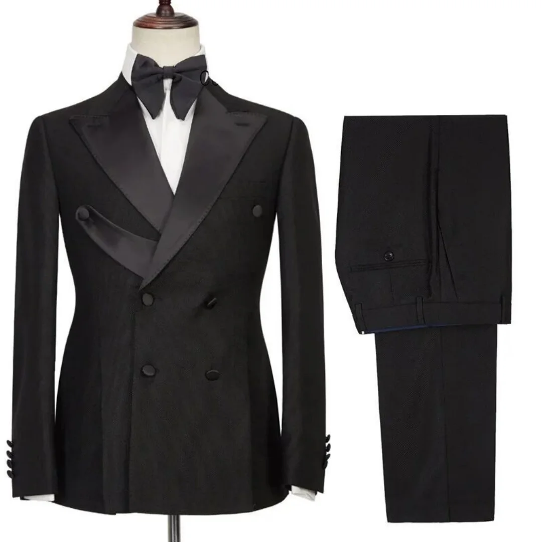 Men Suit 2 Pieces Black With Bright Lapel Double Button For Wedding Groom Banquet Work Birthday Business Daily Jacket And Pants
Men Suit 2 Pieces Black With Bright Lapel Double Button For Wedding Groom Banquet Work Birthday Business Daily Jacket And Pants