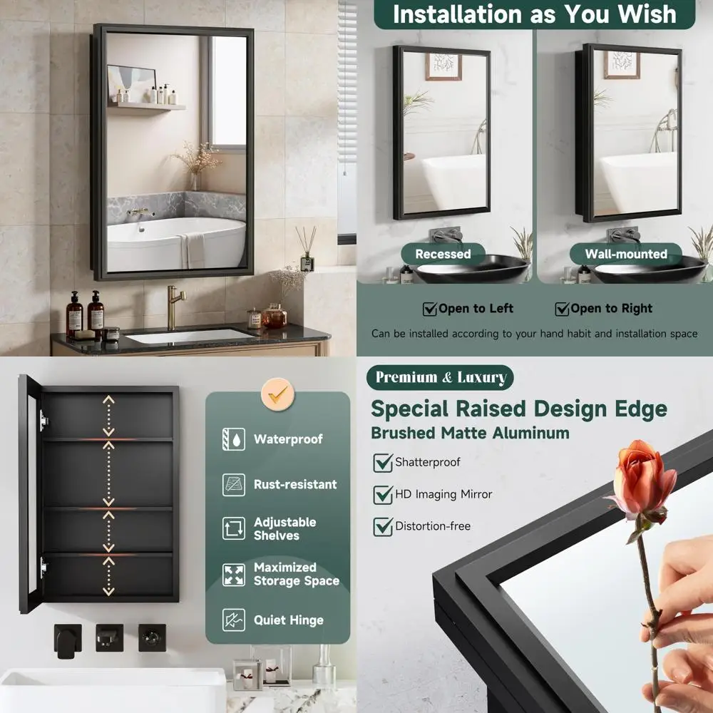 Aluminum Framed Recessed or Wall-Mounted Bathroom Medicine Cabinet with 16x24 Inch Mirror
Aluminum Framed Recessed or Wall-Mounted Bathroom Medicine Cabinet with 16x24 Inch Mirror