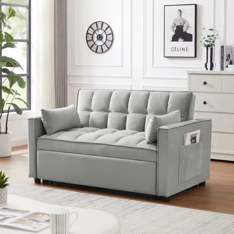 Modern velvet double futon sofa with rollaway bed
Modern velvet double futon sofa with rollaway bed