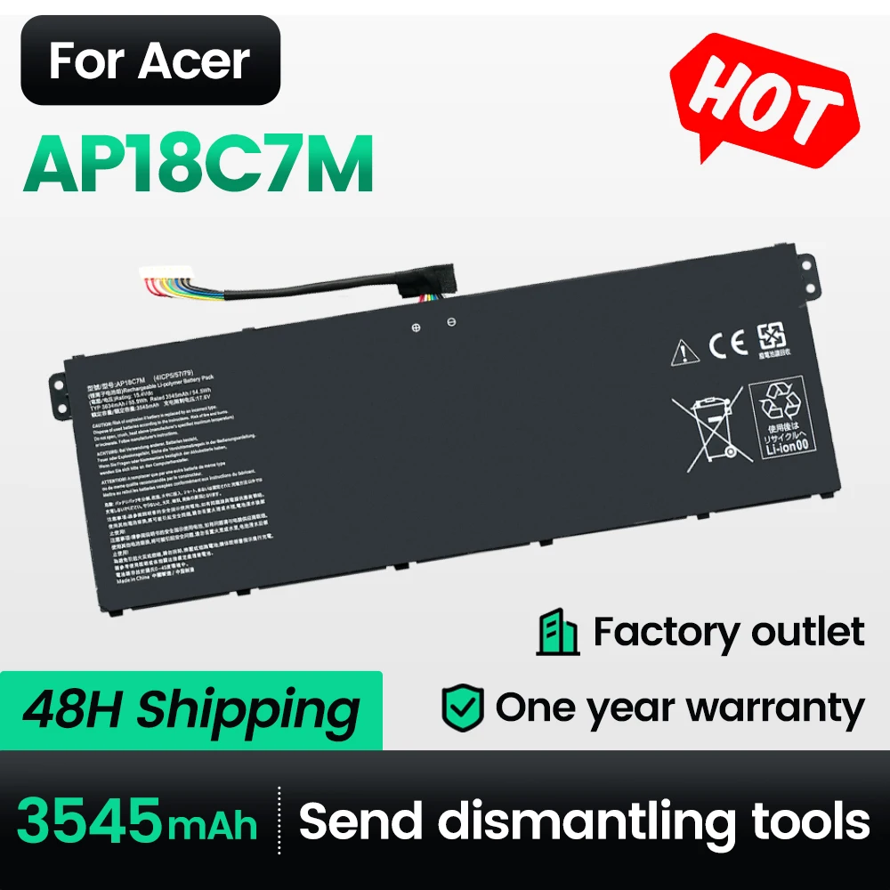 Keyuan AP18C7M 48Wh Laptop Battery 52G 5 Pro SF514-54GT 5 SF514-54T 4ICP5/57/79 for Acer Spin 5 5 Pro SF313-51 52 SF313-52G 53
Keyuan AP18C7M 48Wh Laptop Battery 52G 5 Pro SF514-54GT 5 SF514-54T 4ICP5/57/79 for Acer Spin 5 5 Pro SF313-51 52 SF313-52G 53