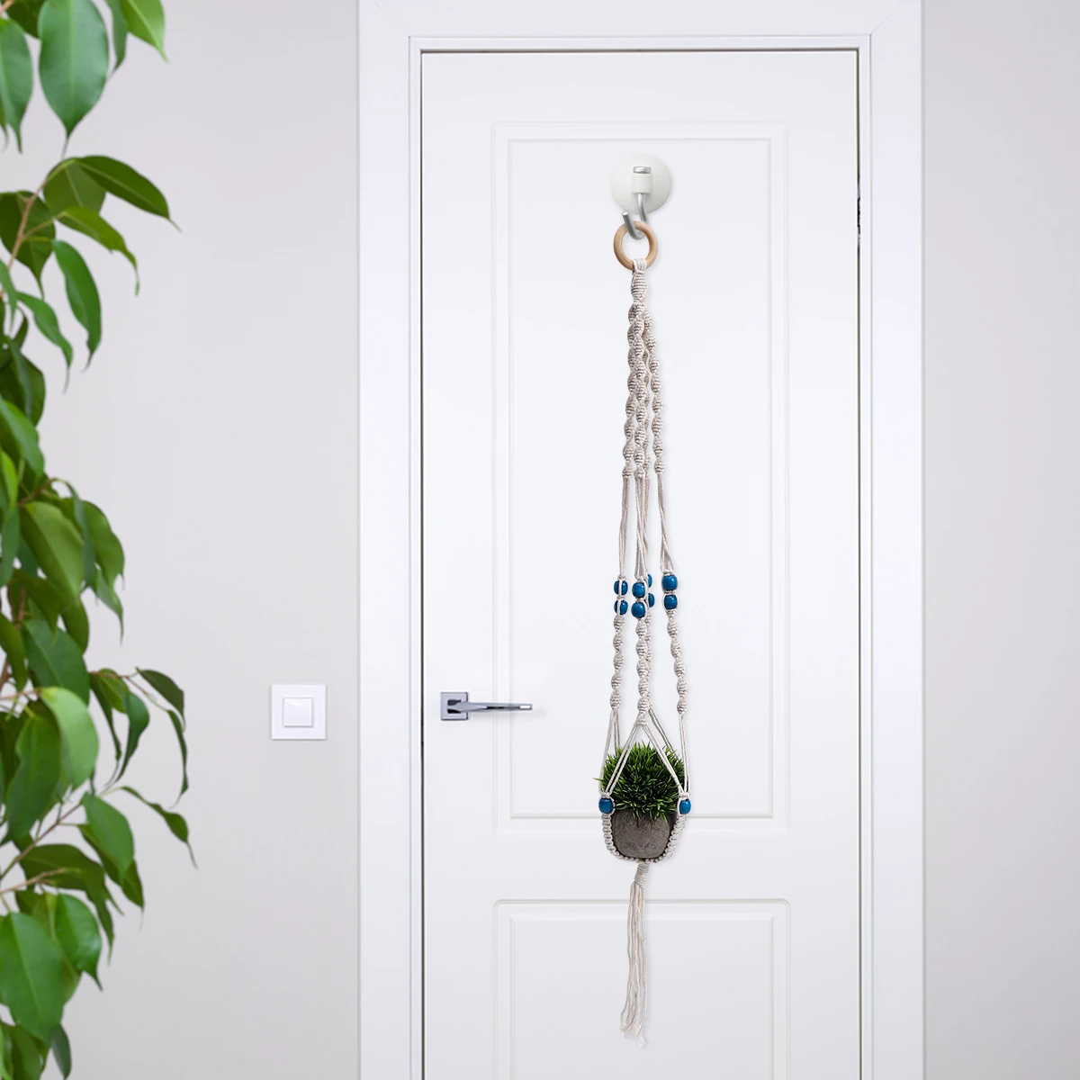Woven Hanging Basket Durable Cotton Rope Beautiful Knots Blue Beads Lightweight Foldable Home Decor Flower Pot
Woven Hanging Basket Durable Cotton Rope Beautiful Knots Blue Beads Lightweight Foldable Home Decor Flower Pot