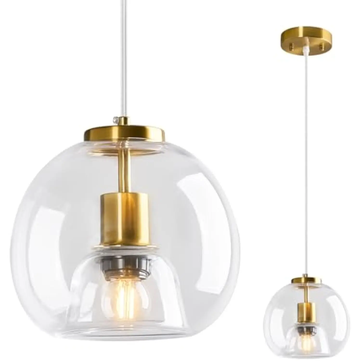 Clear Glass Pendant Light Fixture Kitchen Island Gold Hanging Light Globe Modern Pendant Lighting for Kitchen, Bedroom & Dining
Clear Glass Pendant Light Fixture Kitchen Island Gold Hanging Light Globe Modern Pendant Lighting for Kitchen, Bedroom & Dining