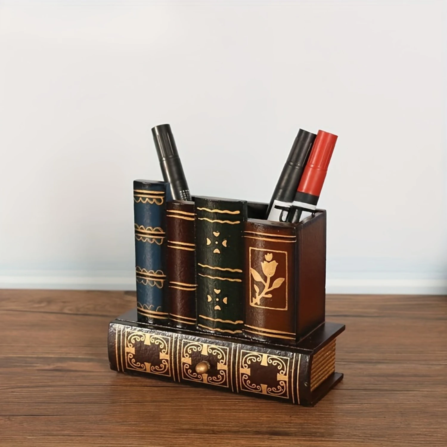 1pc Antique-Style Wooden Desk Organizer, Multi-Purpose Box And Pen Holder, Or Office Desktop Decor
1pc Antique-Style Wooden Desk Organizer, Multi-Purpose Box And Pen Holder, Or Office Desktop Decor