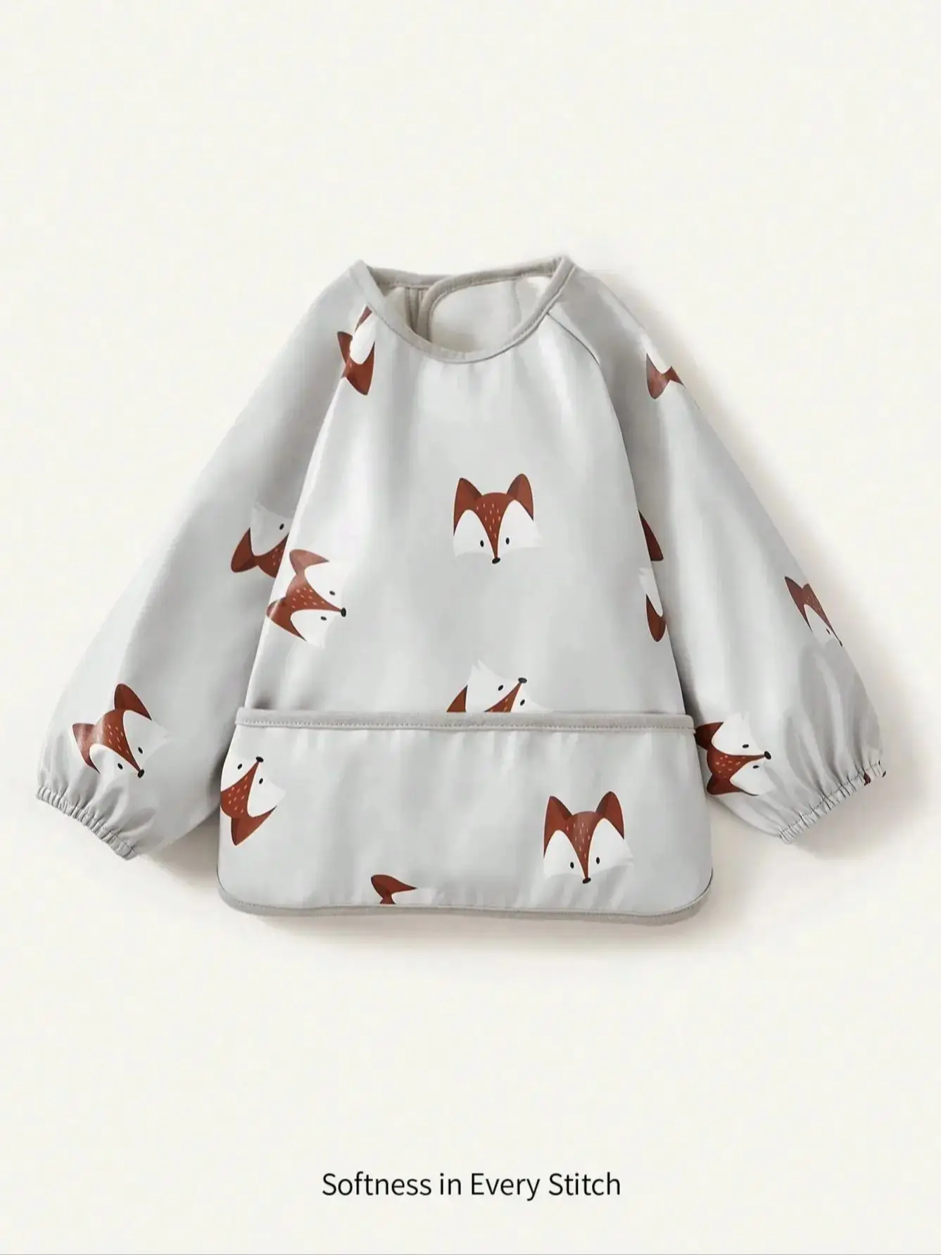 1pc Soft waterproof long sleeve bib, dual-use apron for baby eating & painting, Baby Fox Pattern Waterproof Pu Coverall
1pc Soft waterproof long sleeve bib, dual-use apron for baby eating & painting, Baby Fox Pattern Waterproof Pu Coverall