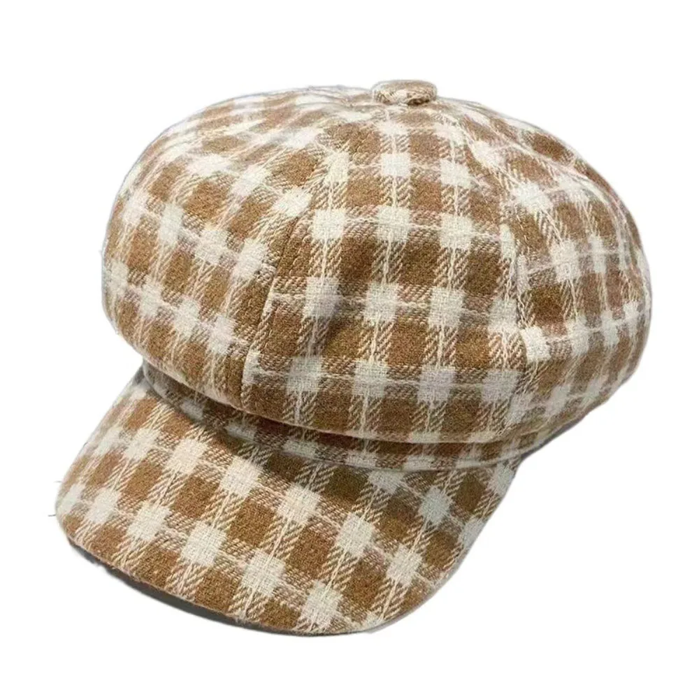 Sweet Korean Style Plaid Beret Hat Small Fragrant Style Keep Warm Women Painter Hat Lattice Women Octagonal Cap Autumn 
Sweet Korean Style Plaid Beret Hat Small Fragrant Style Keep Warm Women Painter Hat Lattice Women Octagonal Cap Autumn