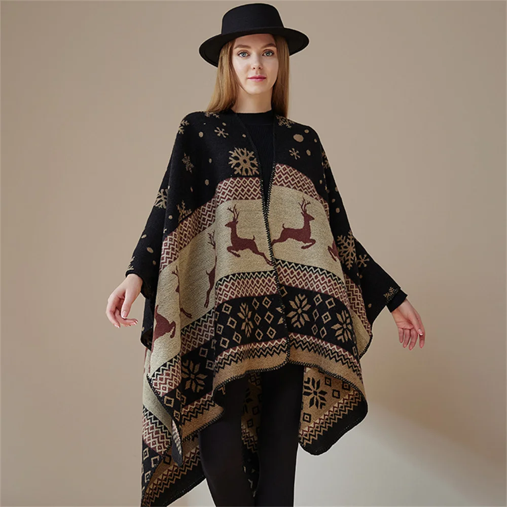 New Winter Warm Faux Cashmere Christmas Snowman Split Poncho Cappa Women Long Snow Streetwear Cloak Printed Stars Shawl Blanket
New Winter Warm Faux Cashmere Christmas Snowman Split Poncho Cappa Women Long Snow Streetwear Cloak Printed Stars Shawl Blanket