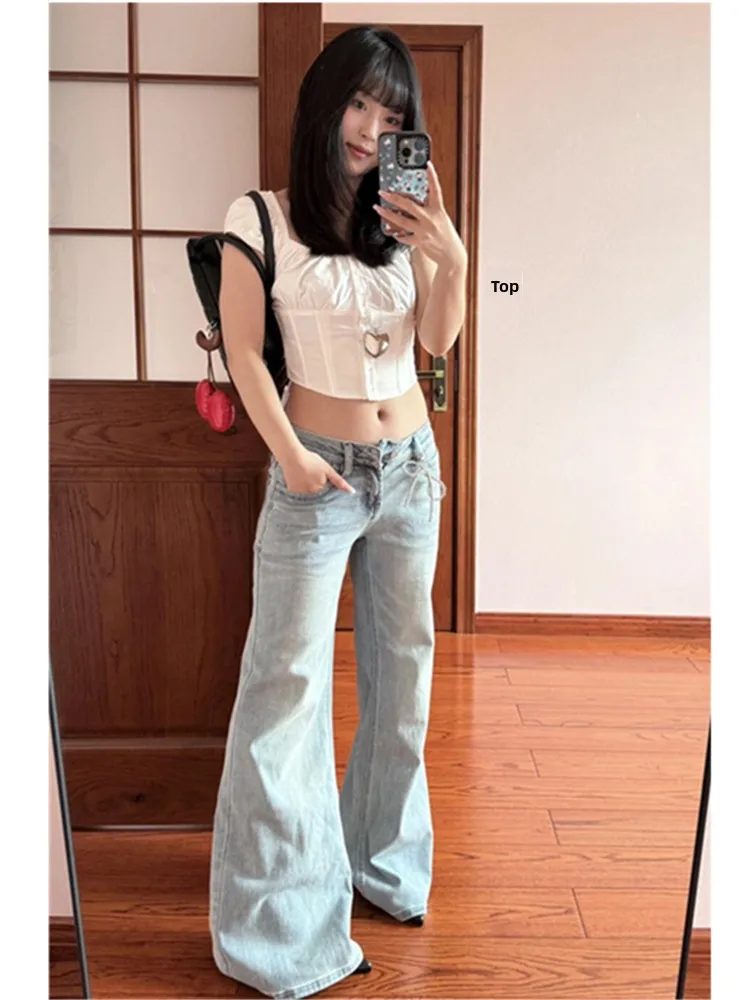 American Style Spicy Girl Light Blue Low Waist Flared Jeans Women's Spring Loose Slimming Tall Extended Floor-Length Pants
American Style Spicy Girl Light Blue Low Waist Flared Jeans Women's Spring Loose Slimming Tall Extended Floor-Length Pants
