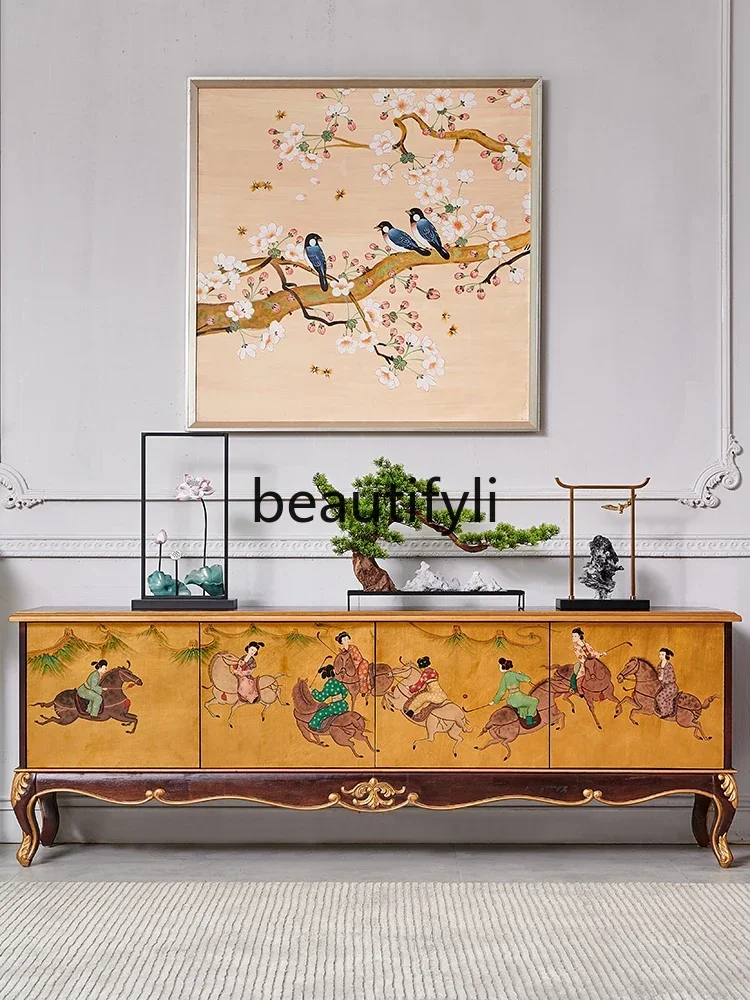ss CNew Chinese gold foil painted high-end all-solid wood floor cabinet walnut living room coffee table TV cabinet
ss CNew Chinese gold foil painted high-end all-solid wood floor cabinet walnut living room coffee table TV cabinet