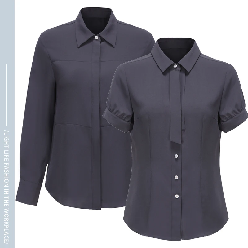 New 2024 Women's Purple Grey Shirt Short Sleeve Work Uniform Commute Style Button Design Regular Fit Pure Color Shirt
New 2024 Women's Purple Grey Shirt Short Sleeve Work Uniform Commute Style Button Design Regular Fit Pure Color Shirt