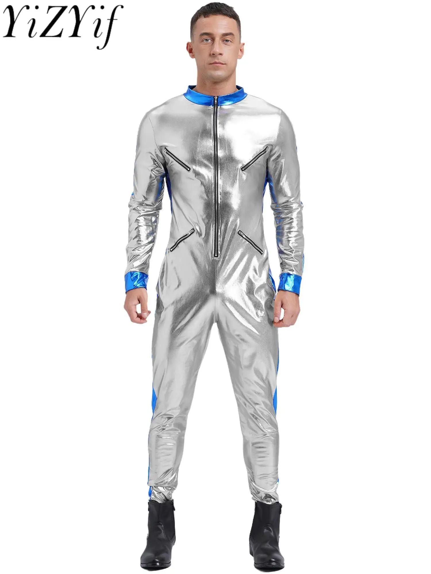 Mens Galaxy Astronaut Cosplay Costume Shiny Spacemen Suit Jumpsuit Front Zip Unitard Catsuit for Halloween Carnival Party
Mens Galaxy Astronaut Cosplay Costume Shiny Spacemen Suit Jumpsuit Front Zip Unitard Catsuit for Halloween Carnival Party