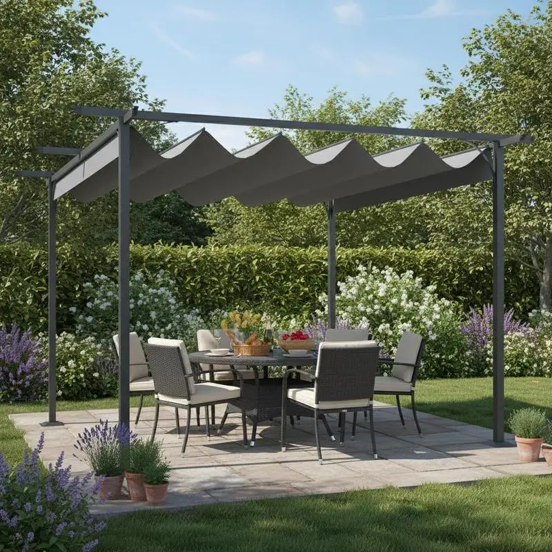 3.5M X 3.5M Metal Pergola Gazebo Awning Retractable Canopy Outdoor Garden Sun Shade Shelter Marquee Party BBQ, Grey
3.5M X 3.5M Metal Pergola Gazebo Awning Retractable Canopy Outdoor Garden Sun Shade Shelter Marquee Party BBQ, Grey