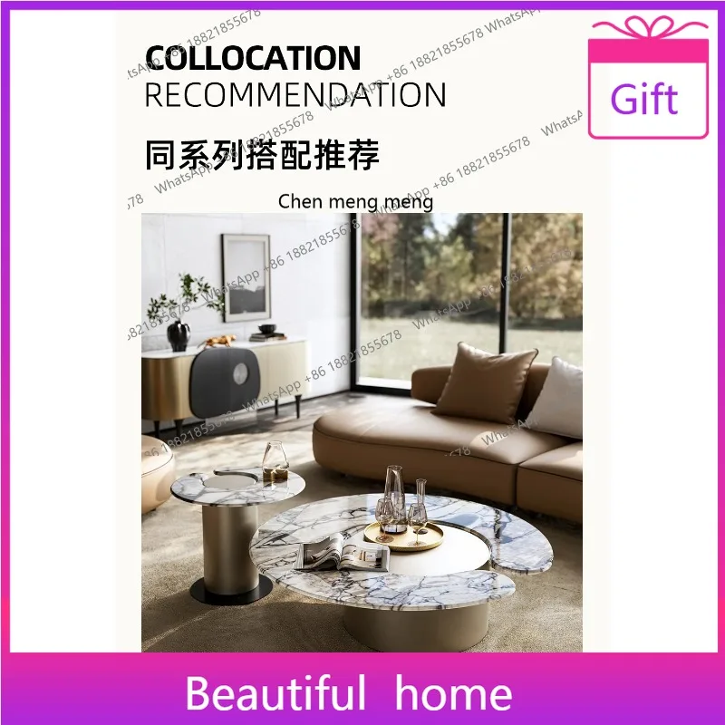 Modern natural marble luxury stone/round Ruyi coffee table side table size combination H
Modern natural marble luxury stone/round Ruyi coffee table side table size combination H