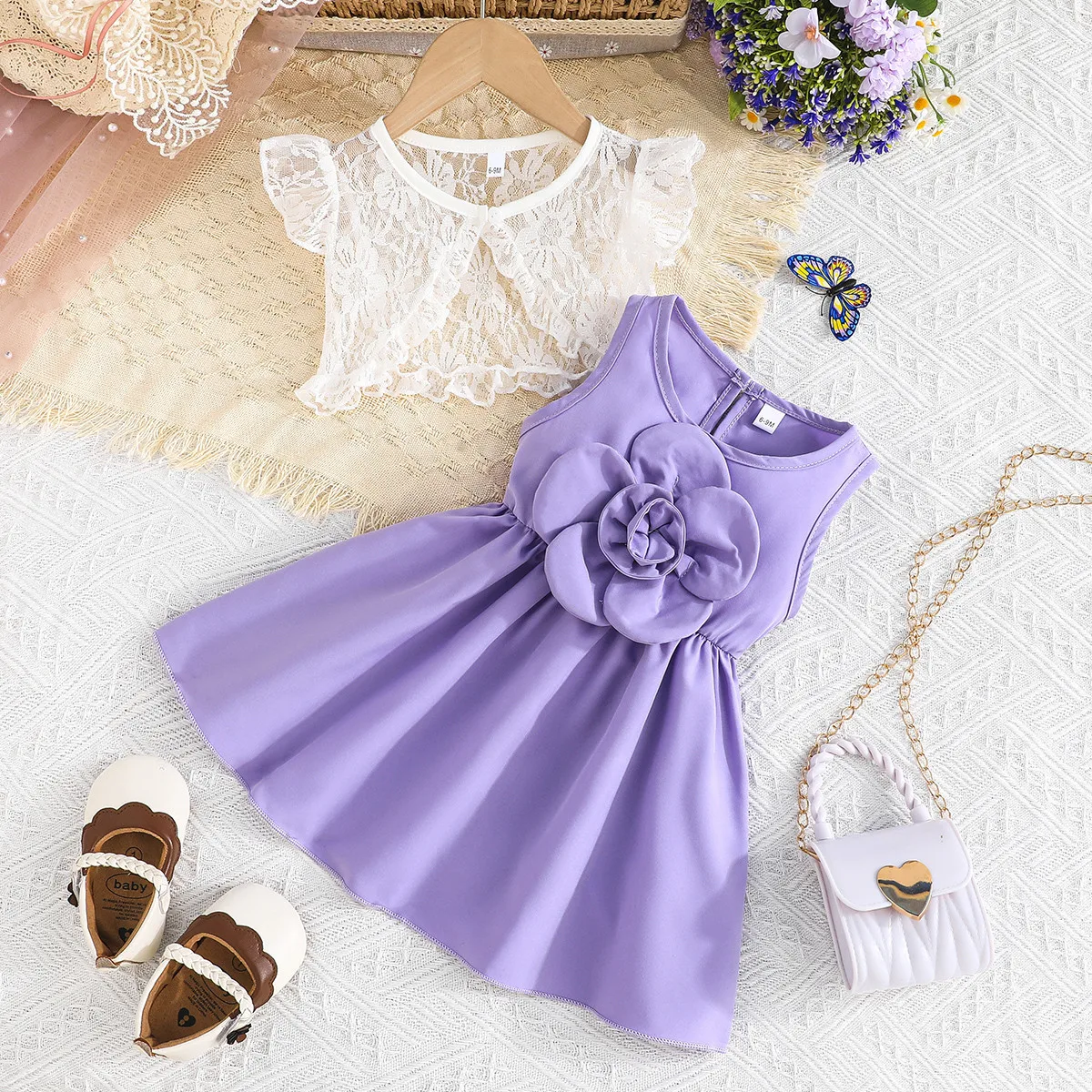 2025 Summer Child Clothes Sets Sleeveless Ruffles Lace Tops Flowers Purple Dress Shorts 2 Piece Sets Girls Clothes Sets 0-3T
2025 Summer Child Clothes Sets Sleeveless Ruffles Lace Tops Flowers Purple Dress Shorts 2 Piece Sets Girls Clothes Sets 0-3T
