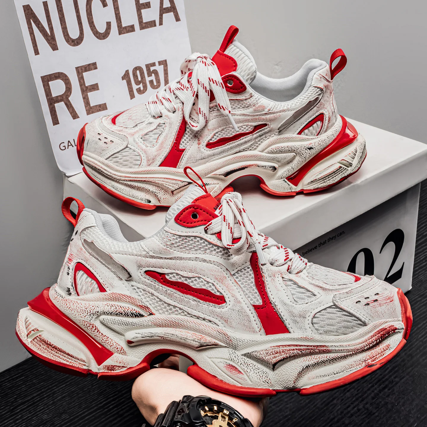 New Men's Distressed Chunky Dad Shoes - Washed Finish Mesh Sneakers, Soft Sole Non-Slip,Height-Increasing Versatile Casual Shoes
New Men's Distressed Chunky Dad Shoes - Washed Finish Mesh Sneakers, Soft Sole Non-Slip,Height-Increasing Versatile Casual Shoes