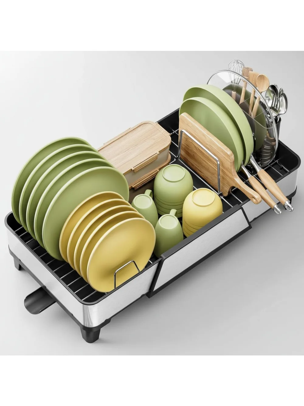 Triple Expandable Dish Drying Rack, Large Stainless Steel Foldable Drainer with Utensil Holder for Kitchen Counter
Triple Expandable Dish Drying Rack, Large Stainless Steel Foldable Drainer with Utensil Holder for Kitchen Counter