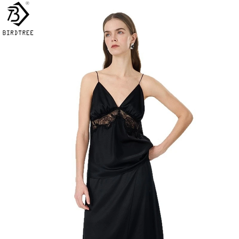 Birdtree, 90% Real Silk 10% Spandex Tank Top,Sleeveless V-neck Vest, Women's Sling Lace Elegant Tops, 2026 Summer New T65734JF
Birdtree, 90% Real Silk 10% Spandex Tank Top,Sleeveless V-neck Vest, Women's Sling Lace Elegant Tops, 2026 Summer New T65734JF