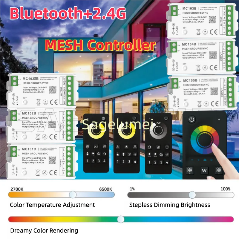 MESH LED Group SYNC Controller MC101B 102SB 103B 104B 105B Bluetooth+2.4G Tuya APP Control and 2.4g RF Wireless Remote Control
MESH LED Group SYNC Controller MC101B 102SB 103B 104B 105B Bluetooth+2.4G Tuya APP Control and 2.4g RF Wireless Remote Control