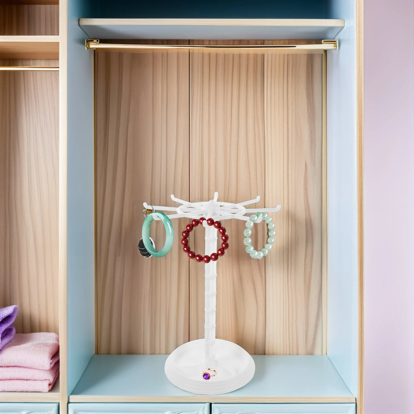 Rotating Jewelry Storage Rack Bracelet Stand for Necklaces Display Key Chain Holder White
Rotating Jewelry Storage Rack Bracelet Stand for Necklaces Display Key Chain Holder White