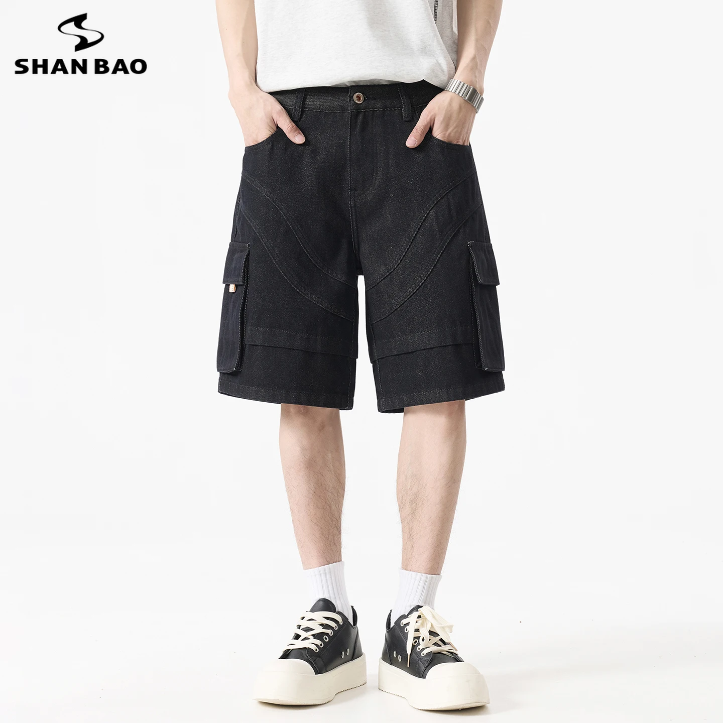 SHAN BAO American retro multi-pocket men's summer denim shorts Classic High Quality Straight Casual Shorts Black
SHAN BAO American retro multi-pocket men's summer denim shorts Classic High Quality Straight Casual Shorts Black