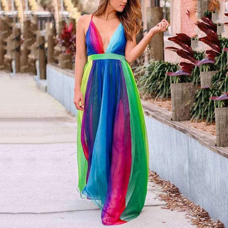 BKLD 2026 Spring Summer New Women's Clothing Suspender Sexy Deep V Rainbow Mesh Dress Sleeveless Spaghetti Strap Dress Party
BKLD 2026 Spring Summer New Women's Clothing Suspender Sexy Deep V Rainbow Mesh Dress Sleeveless Spaghetti Strap Dress Party