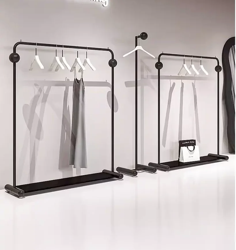 Nano Gold Clothing Store Shelves Wrought Iron Black Floor Hanging Hangers Wall Mounted Women's Clothing Display Rack
Nano Gold Clothing Store Shelves Wrought Iron Black Floor Hanging Hangers Wall Mounted Women's Clothing Display Rack