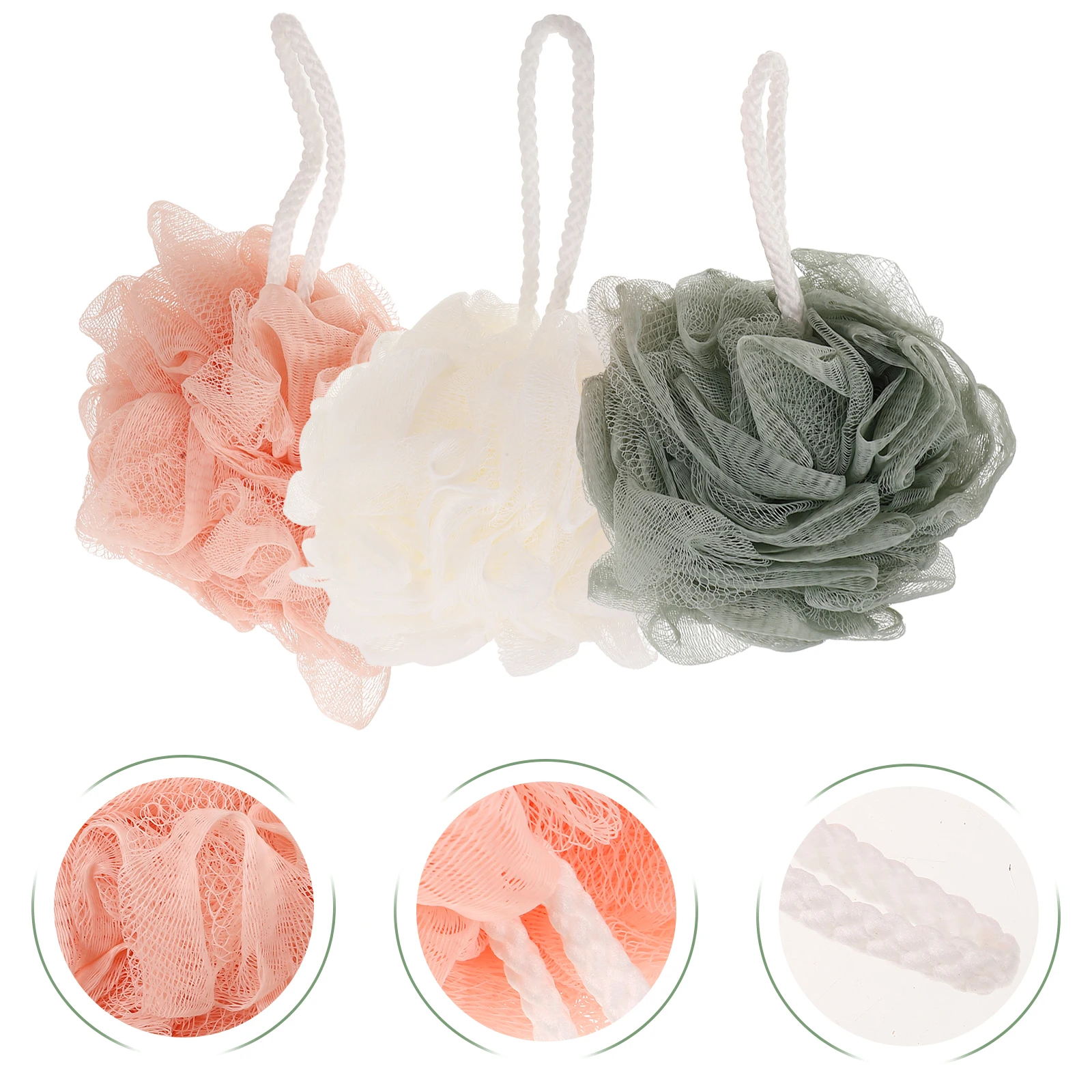 3pcs Eco-Friendly Pe Bath Balls Mesh Shower Scrub Balls Exfoliating Body Wash Lathering Hang Rope Mixed Color Durable Friction
3pcs Eco-Friendly Pe Bath Balls Mesh Shower Scrub Balls Exfoliating Body Wash Lathering Hang Rope Mixed Color Durable Friction