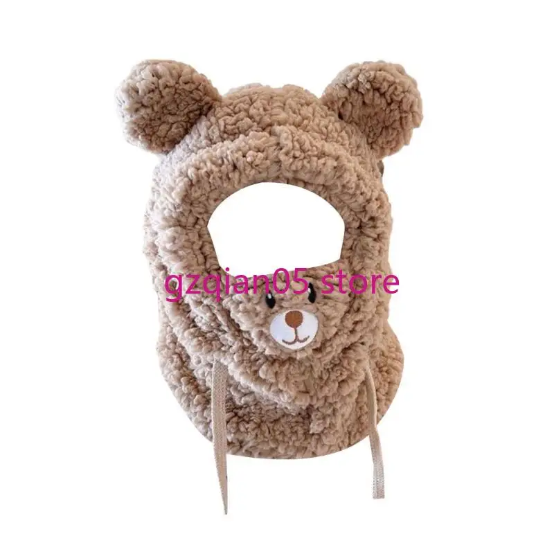 N7ME Bear Pattern Plush Scarf Hat with Face Cover Kids Outdoor Windproof Neck Warmer Hat Thick Warm Masked Caps
N7ME Bear Pattern Plush Scarf Hat with Face Cover Kids Outdoor Windproof Neck Warmer Hat Thick Warm Masked Caps