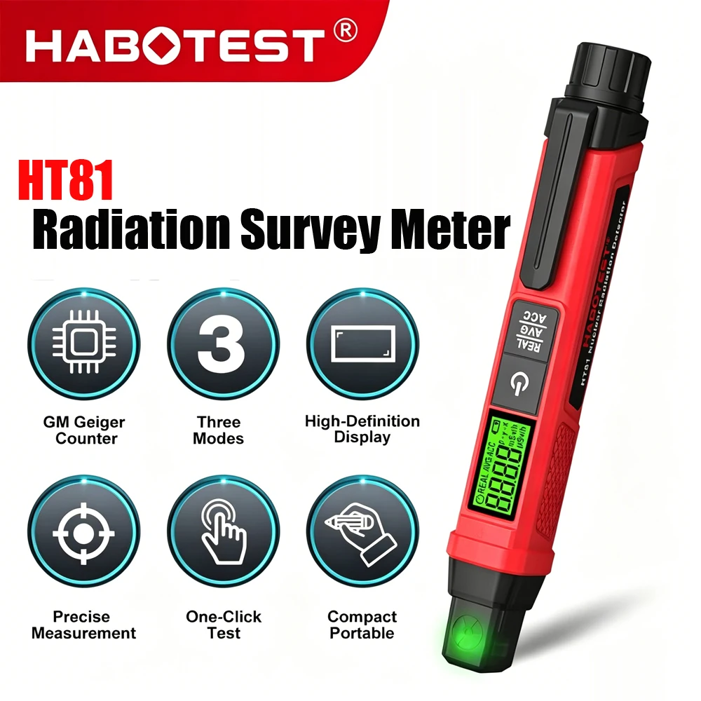 2026 Upgrade HABOTEST HT81 Nuclear Radiation Detector Pen Portable Geiger Counter Dosimeter for Uranium Ore Gem Stone Testing
2026 Upgrade HABOTEST HT81 Nuclear Radiation Detector Pen Portable Geiger Counter Dosimeter for Uranium Ore Gem Stone Testing