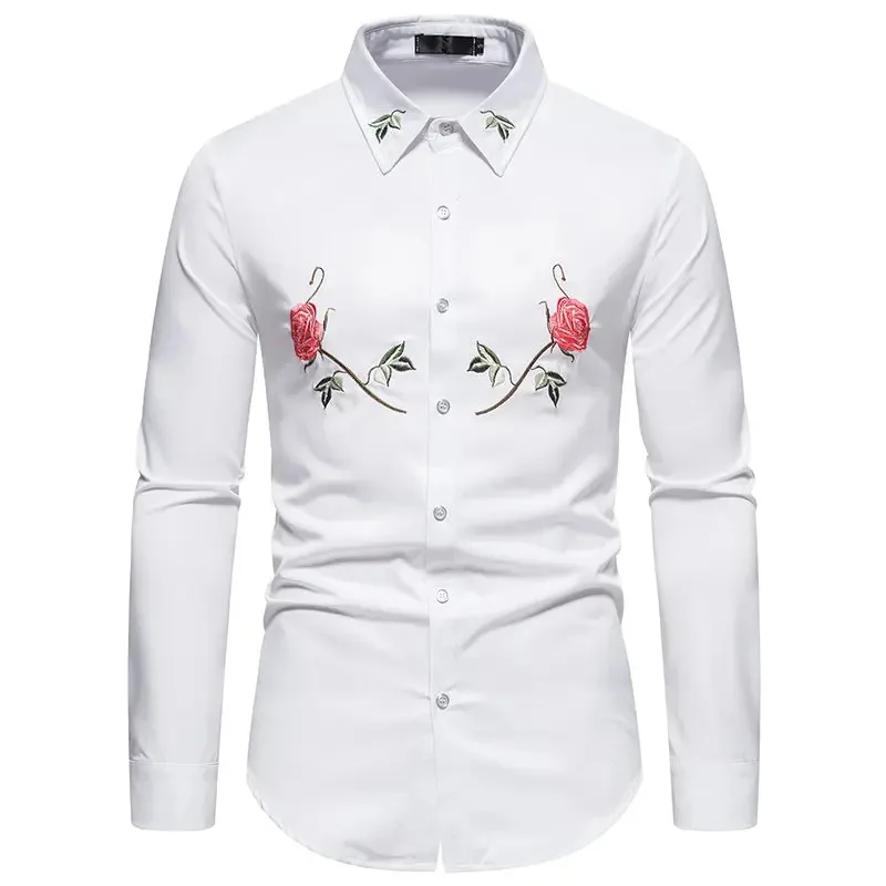 Vintage Elegant Men's Shirt, Rose Embroidery, Party Dress, Wedding Banquet, Men's Casual and Fashionable Versatile Shirt
Vintage Elegant Men's Shirt, Rose Embroidery, Party Dress, Wedding Banquet, Men's Casual and Fashionable Versatile Shirt