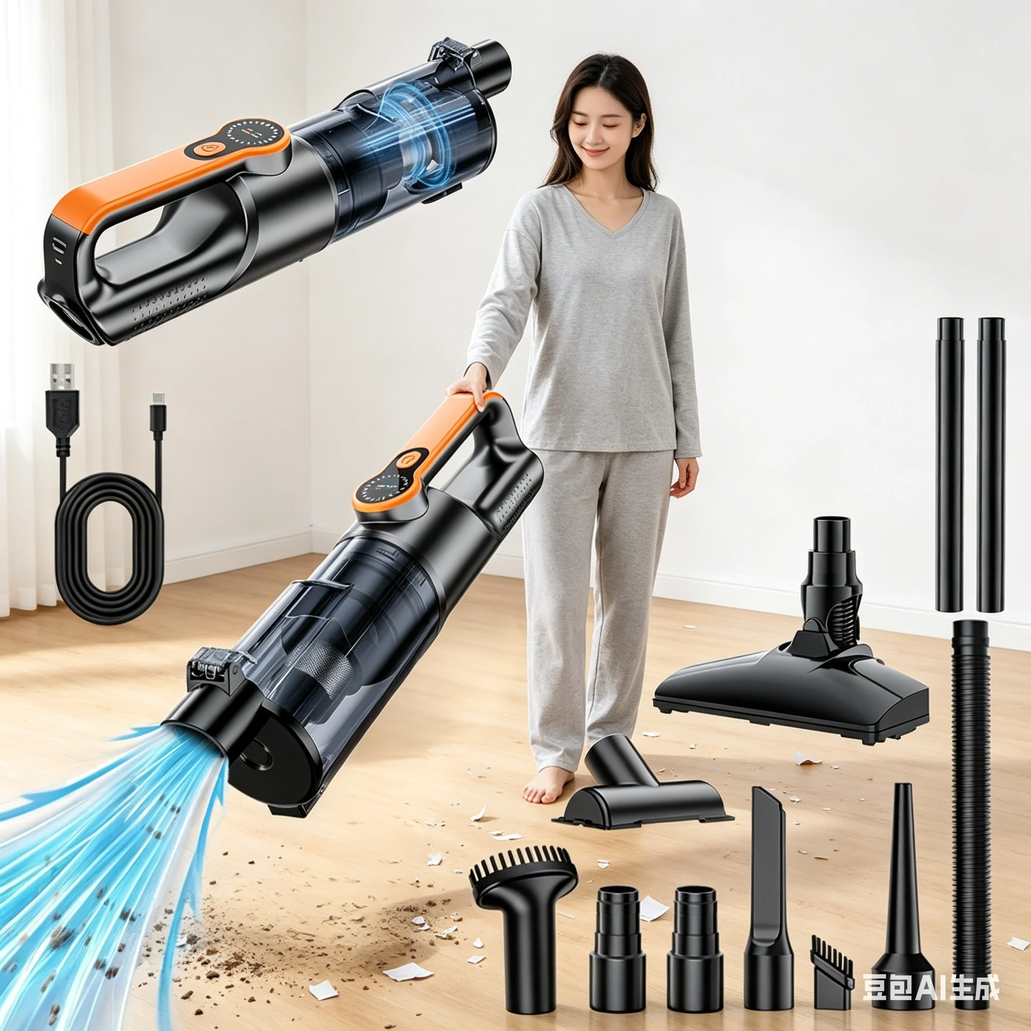 Multifunction Wireless Handheld car Vacuum Cordless Handheld LED lighting Chargeable Auto Vacuum for Home & Car Mini Cleaner
Multifunction Wireless Handheld car Vacuum Cordless Handheld LED lighting Chargeable Auto Vacuum for Home & Car Mini Cleaner