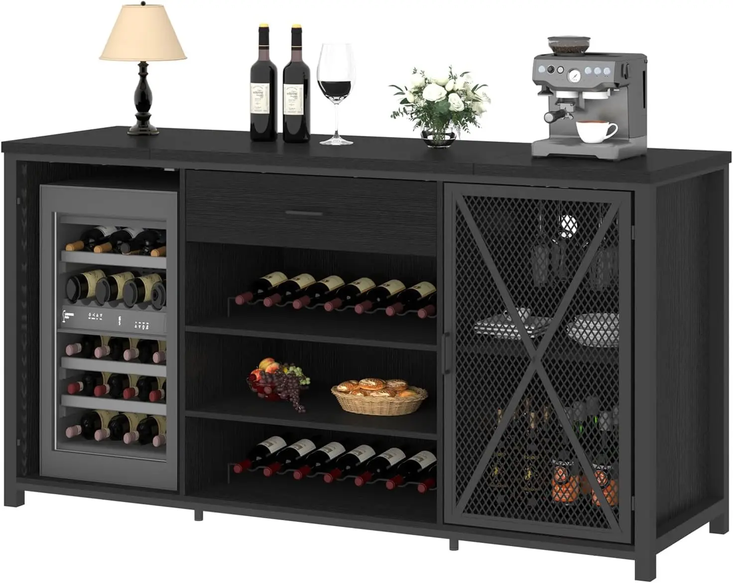 Long Coffee Bar Cabinet with Fridge Space,Modern Wood Metal Large Wine Liquor Cabinetwith Rack,Big Wide Sideboard Buffet Cabinet
Long Coffee Bar Cabinet with Fridge Space,Modern Wood Metal Large Wine Liquor Cabinetwith Rack,Big Wide Sideboard Buffet Cabinet