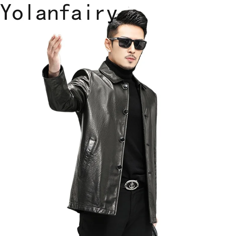 YOLANFAIRY куртки из 100% натуральной кожи, мужская одежда, качественное кожаное пальто из овчины с масляным воском, однобортная мужская кожаная куртка
YOLANFAIRY куртки из 100% натуральной кожи, мужская одежда, качественное кожаное пальто из овчины с масляным воском, однобортная мужская кожаная куртка