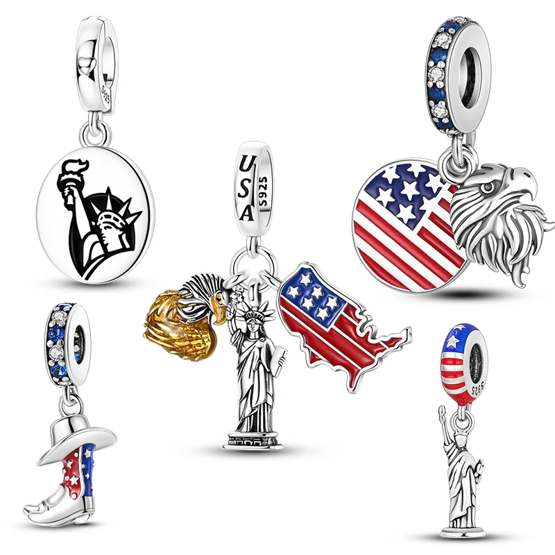 Оригинальные подвески-шармы из серебра 925 пробы с изображением Статуи Свободы ко Дню независимости для женщин, для создания модных украшений
Оригинальные подвески-шармы из серебра 925 пробы с изображением Статуи Свободы ко Дню независимости для женщин, для создания модных украшений