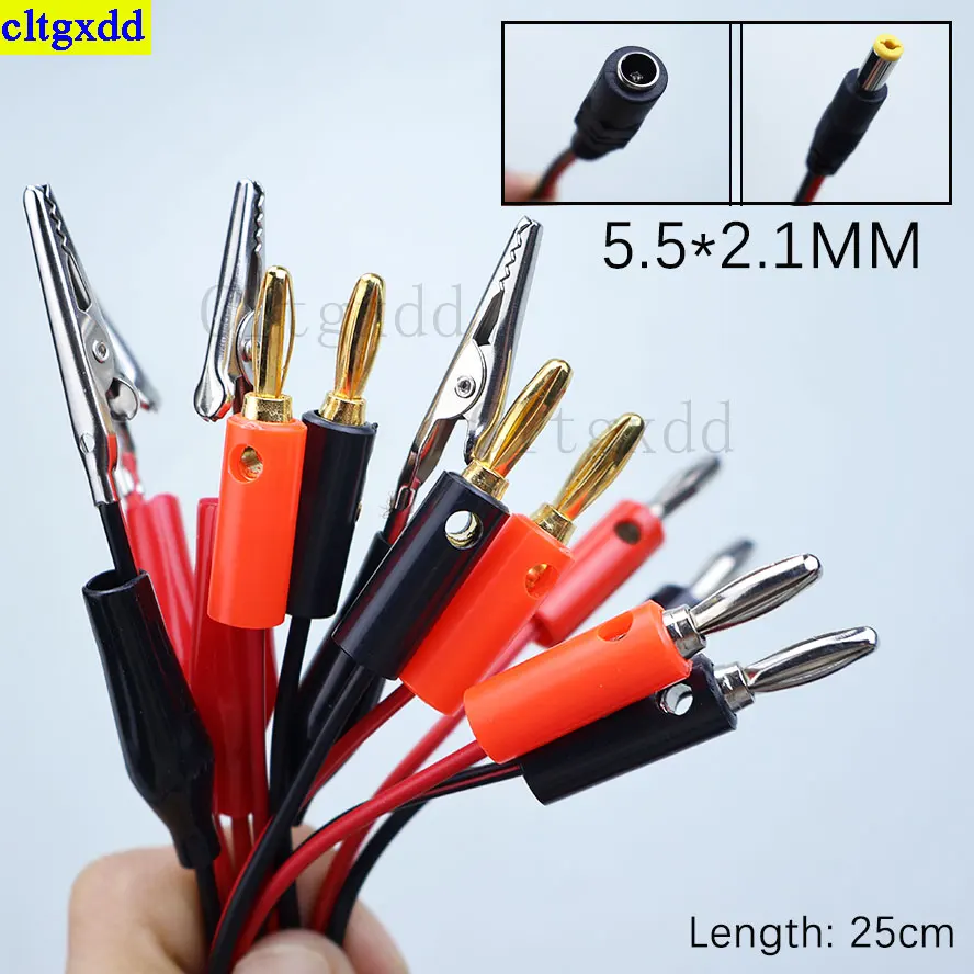 Cltgxdd 1piece DC 5.5x2.1mm male and female plug to 4mm banana plug wire crocodile wire DC power test wire connector 25CM
Cltgxdd 1piece DC 5.5x2.1mm male and female plug to 4mm banana plug wire crocodile wire DC power test wire connector 25CM