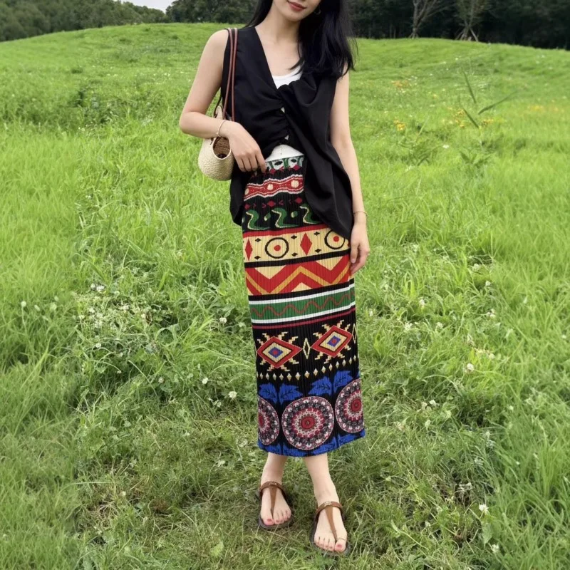 Miyake Pleated Printed Skirt Women 2026 Summer New High-Quality Ethnic Colorful Striped Contrast Pattern Pleats Print Half Skirt
Miyake Pleated Printed Skirt Women 2026 Summer New High-Quality Ethnic Colorful Striped Contrast Pattern Pleats Print Half Skirt