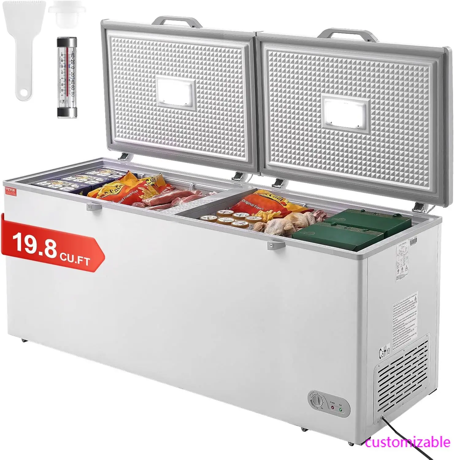Chest Freezer, 19.8 Cu.ft / 561 L Large Deep Freezer with Split Top Double Locking Lids, Freestanding Commercial Chest Freezer
Chest Freezer, 19.8 Cu.ft / 561 L Large Deep Freezer with Split Top Double Locking Lids, Freestanding Commercial Chest Freezer
